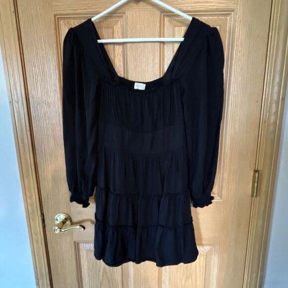 Altar’d State Black Long Sleeve Mini Dress Small - Picture 2 of 8